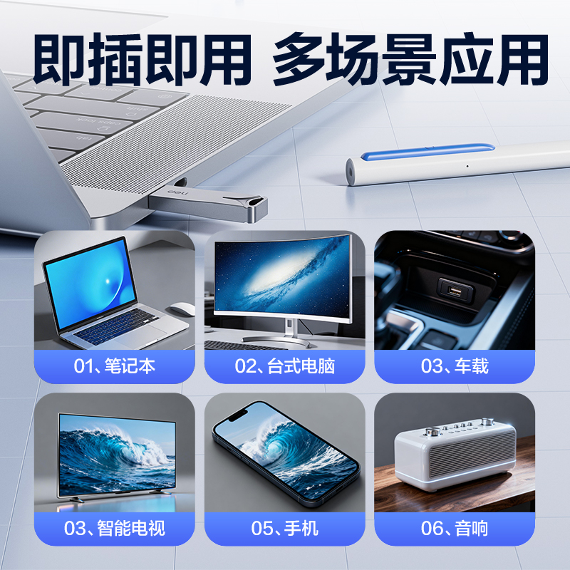 得力USB2.0U盤LS320-64G(銀)（只）