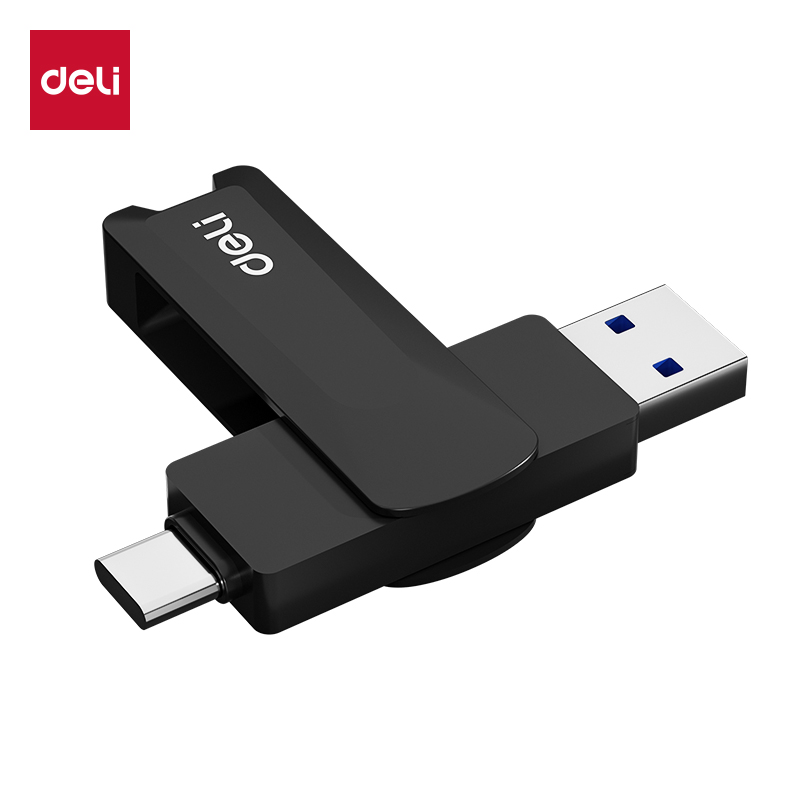 得力USB3.2雙頭U盤LS331-64G(黑)（只）