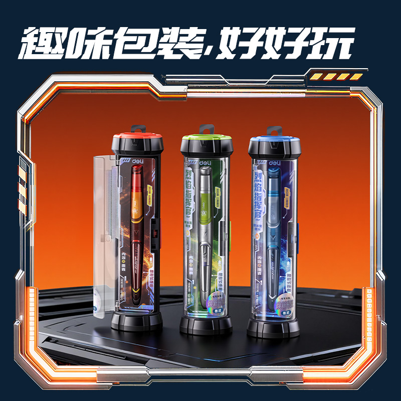 得力SS039六邊形戰士烈焰指揮官易水洗鋼筆EF暗尖(1筆+4墨囊/盒)(墨藍)