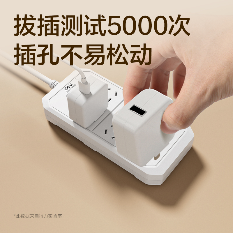 得力LU4060(1.7)延長線插座_6組_1.7米_PE袋(白)(個)