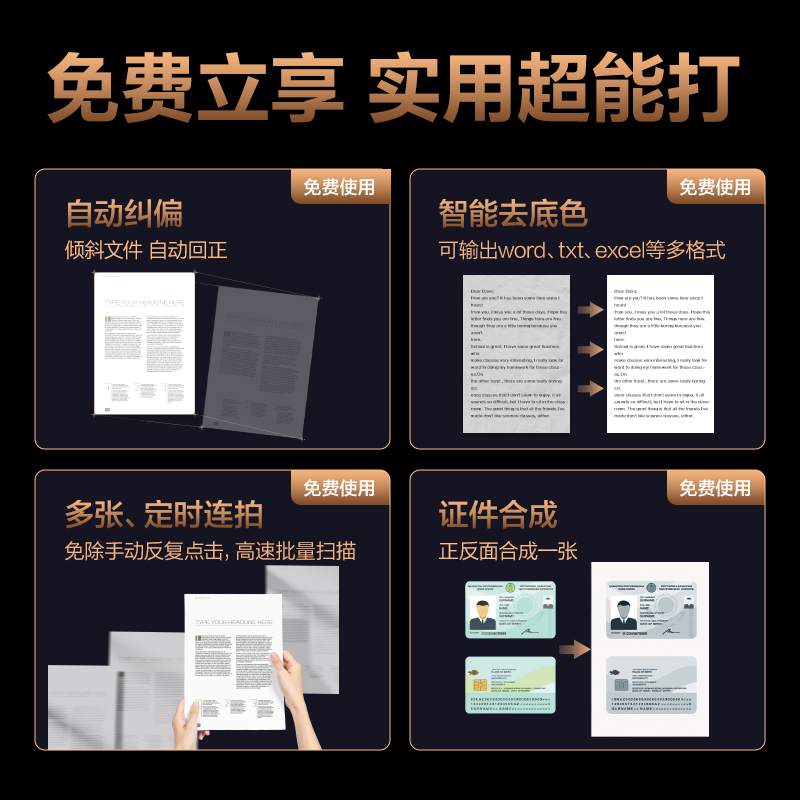 得力15157高拍儀A4硬底(金色)(臺)