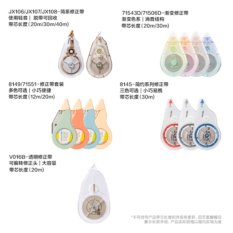 得力VR608修正學訊標準包修正帶(混)(件)