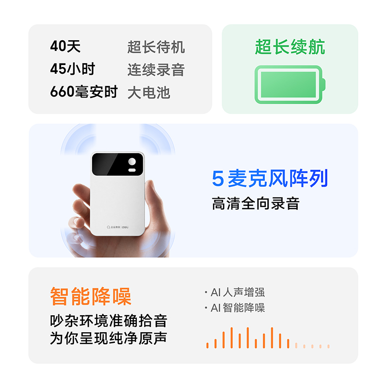 得力MP80AI錄音卡32G(銀)(臺)