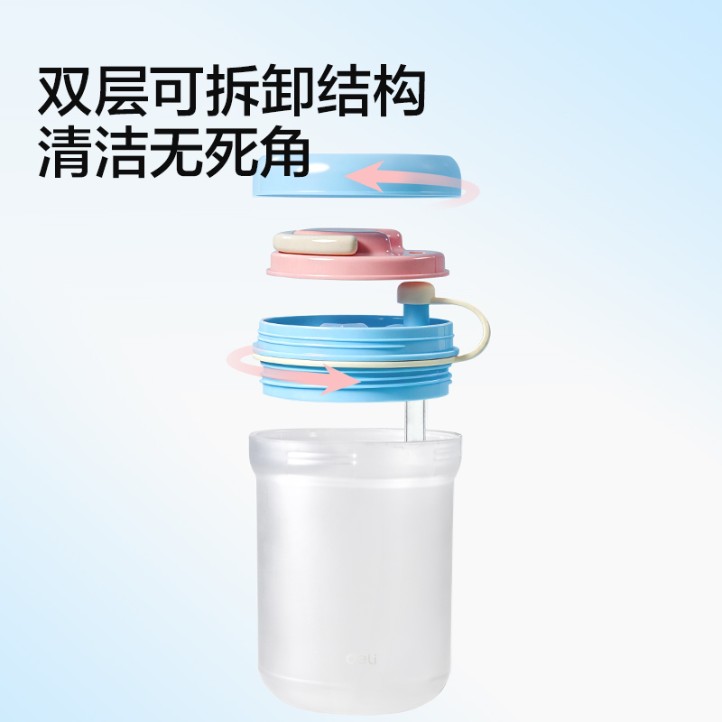 得力LL321冰格杯吸管杯藍色350mL（盒）