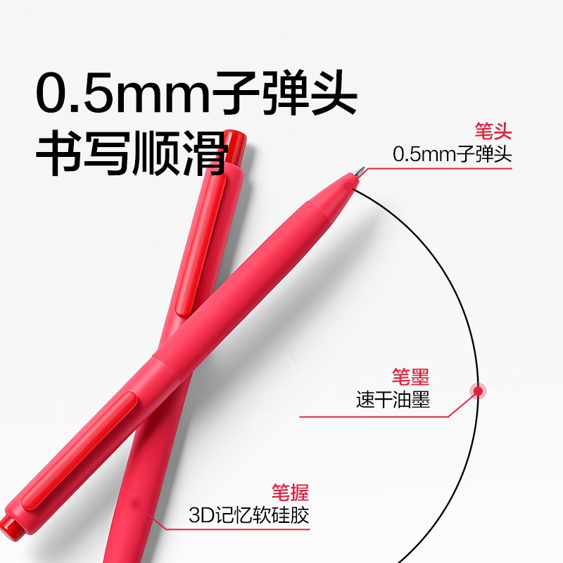 紐賽NS985-6速干按動中性筆0.5mm子彈頭(紅)(12支/盒)
