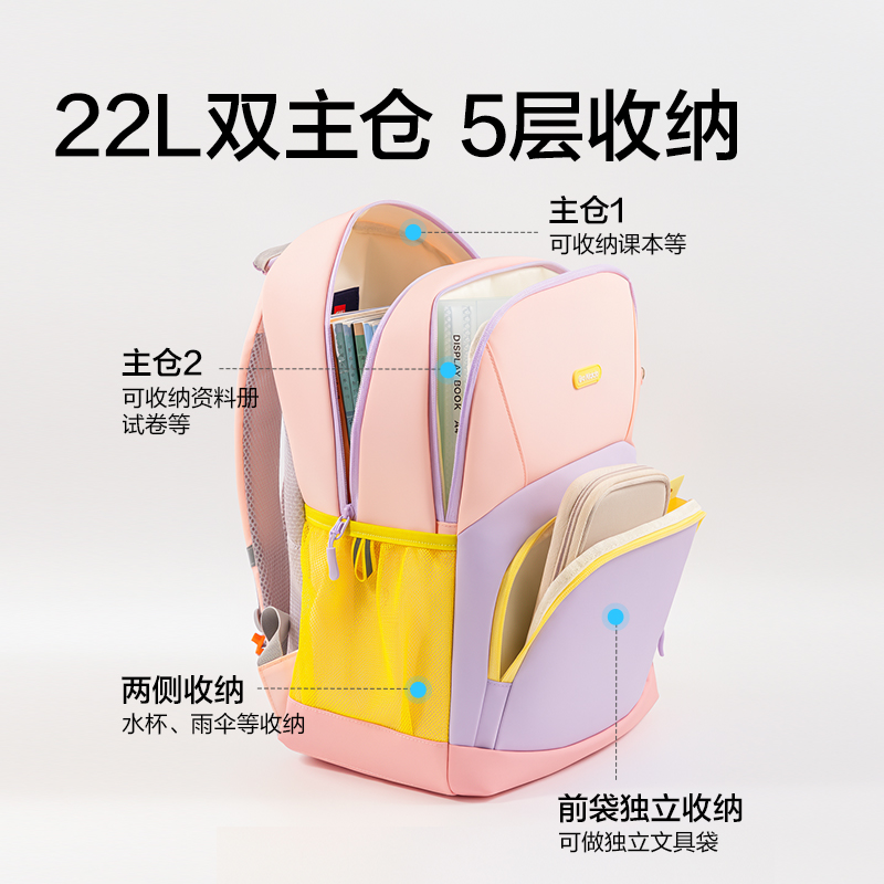 得力PL520步樂內(nèi)外防臟污書包(藏青-M)(個)