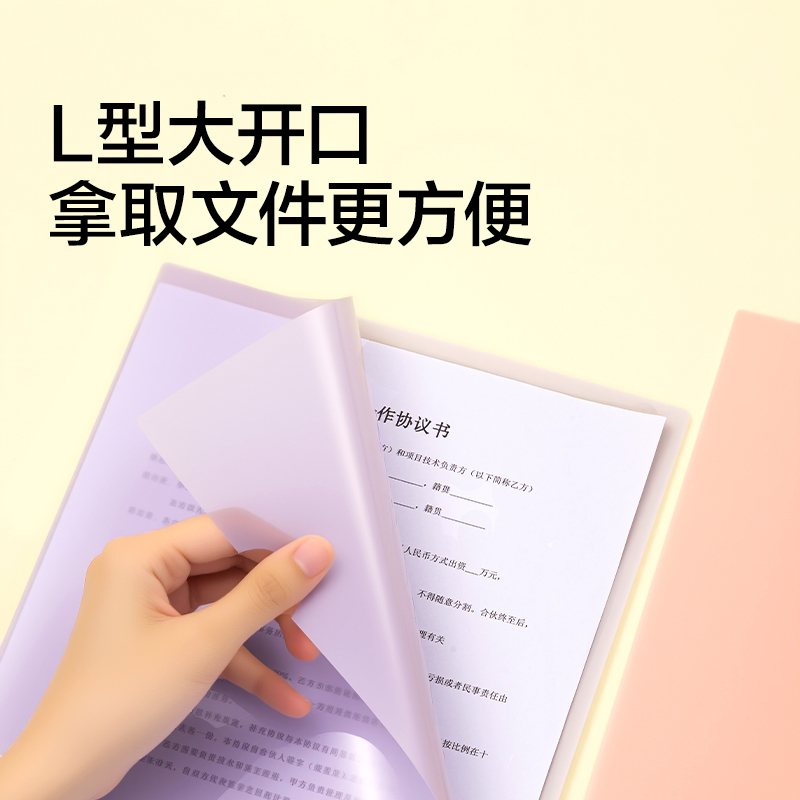 得力NN2637A_A4_L型文件套(混)(10個/包)