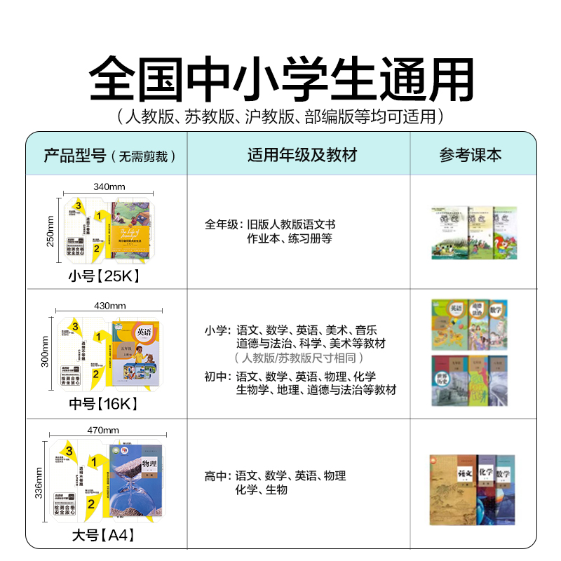 得力VM433-16K真透明分段貼包書膜10張(混)(包)