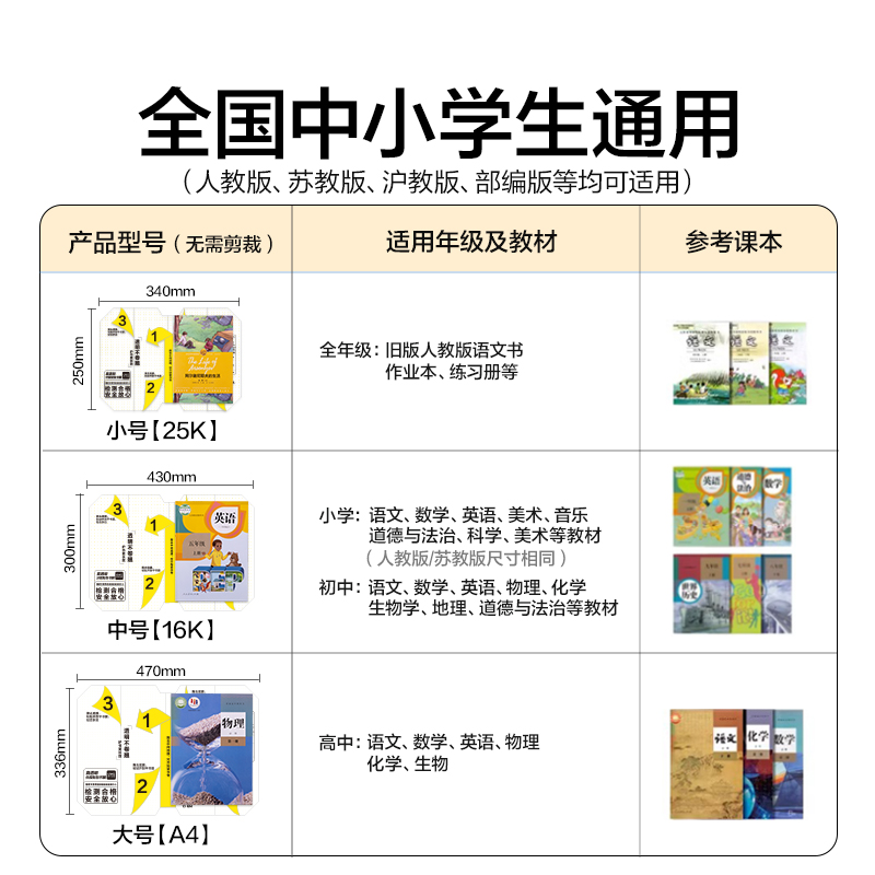 得力VM434真透明分段貼包書膜22張套裝(混)(包)