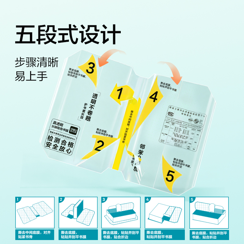 得力VM433-A4真透明分段貼包書膜10張(混)(包)